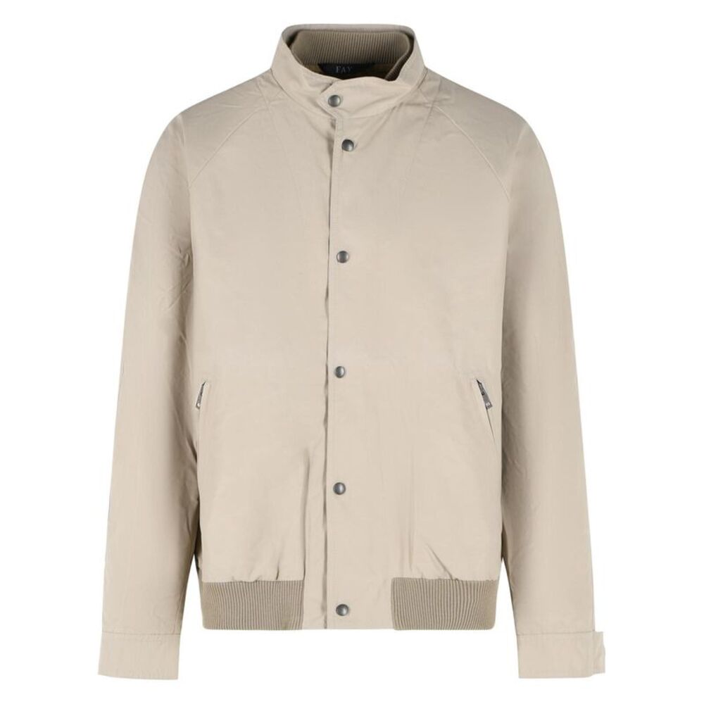Fay Bomber Jacket In Beige Cotton And Nylon Faille Men